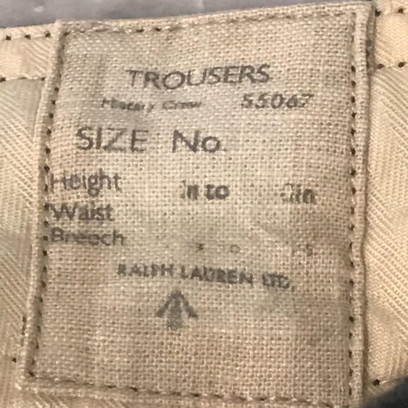 Polo Ralph Lauren Pants Mens 38x32 Black Military Crew Linen Cinch Back Braces - Picture 12 of 16